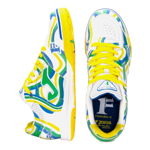 Chuteira Futsal Joma Top Flex Rebound Ferrao II Adulto Branco e